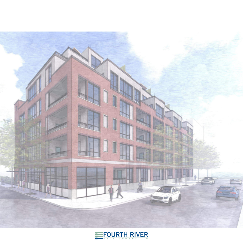 Rendering or press graphic for W Lofts at the historic Bittner Building, 80 26th Street in Pittsburgh’s Strip District, showing future condominium residences and rooftop amenities.